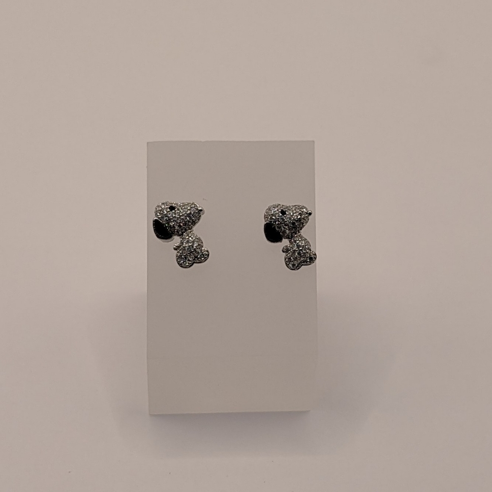 Snoopy Stud Earrings Silver Charlie Brown - Picture 3 of 6